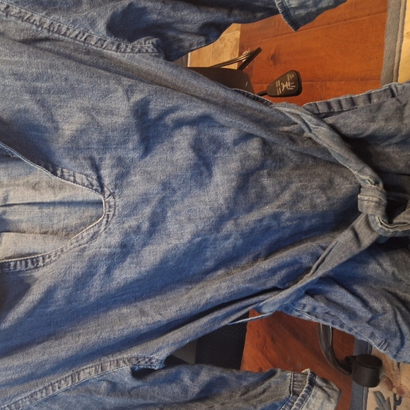 Denim Shirt Dress with Belt - Picture 3 of 7